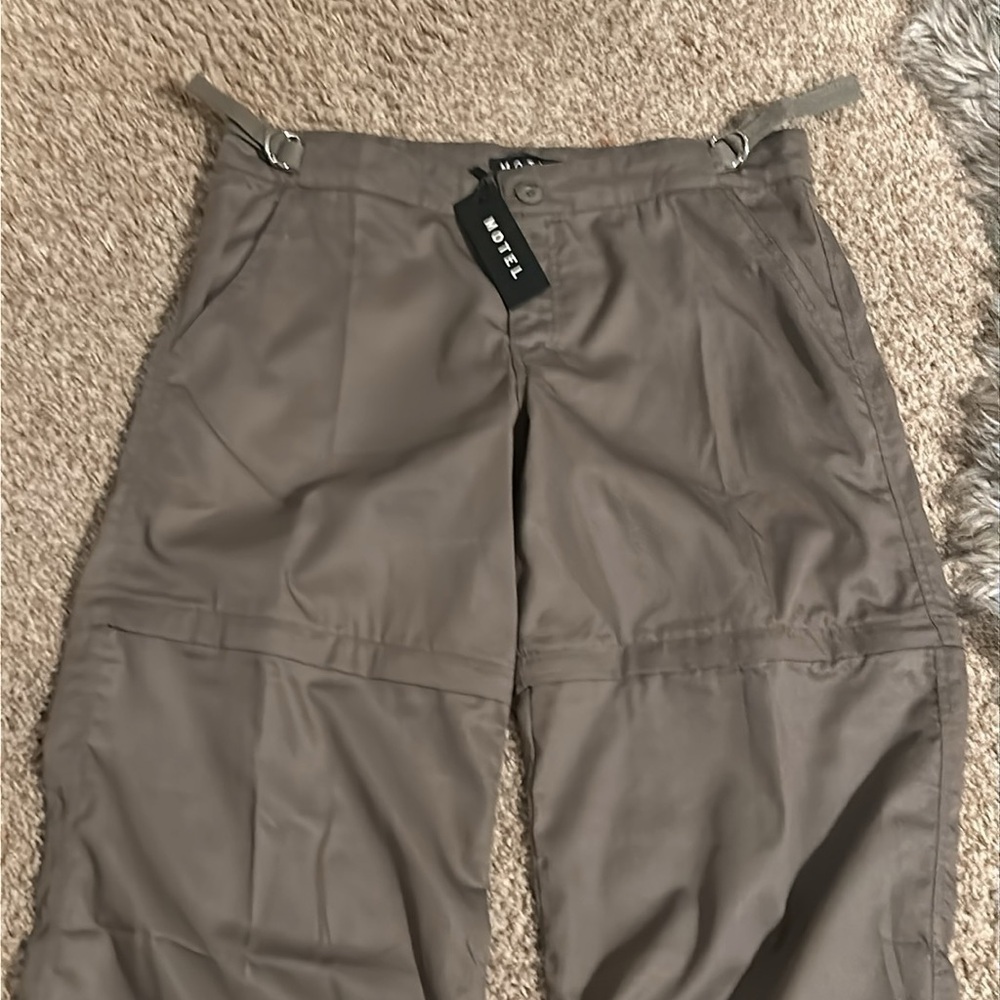 Motel Tansy Wide Leg Cargo Trouser In Stone Green M - Picture 7 of 9